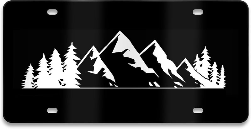 MCIAONE Mountain License Plate Mountains Front License Plate Peak Aluminum Decorative Licenses Plates, Natural Novelty Vanity Tag Black Car Plates, Car Tag with 4 Holes 6×12 inch Cars Decor Accessory - Image 1